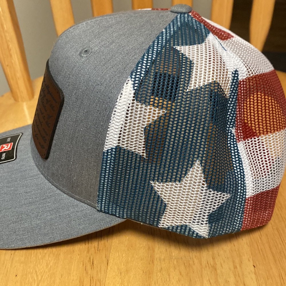 The hat sauce NWT PLEDGE OF ALLEGIANCE TO THE FLAG HAT (made by my son)